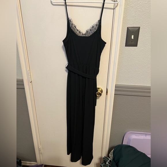 Express Black Lace Trim Jumpsuit - Picture 3 of 4